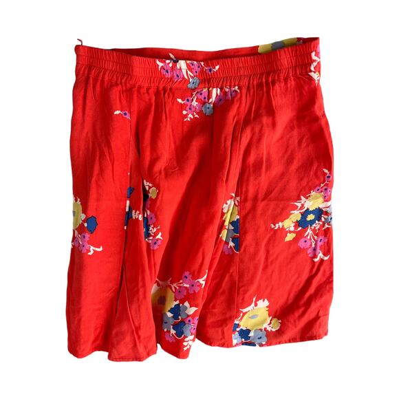 Modcloth Womens Small Red Blue Floral 100% Rayon Mini Skirt - Picture 5 of 9